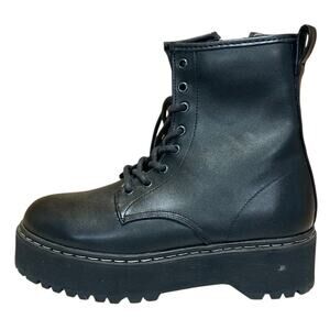 Steve Madden Bettyy Women's Black Lace Up Round Toe Platform Combat Boots Size 9